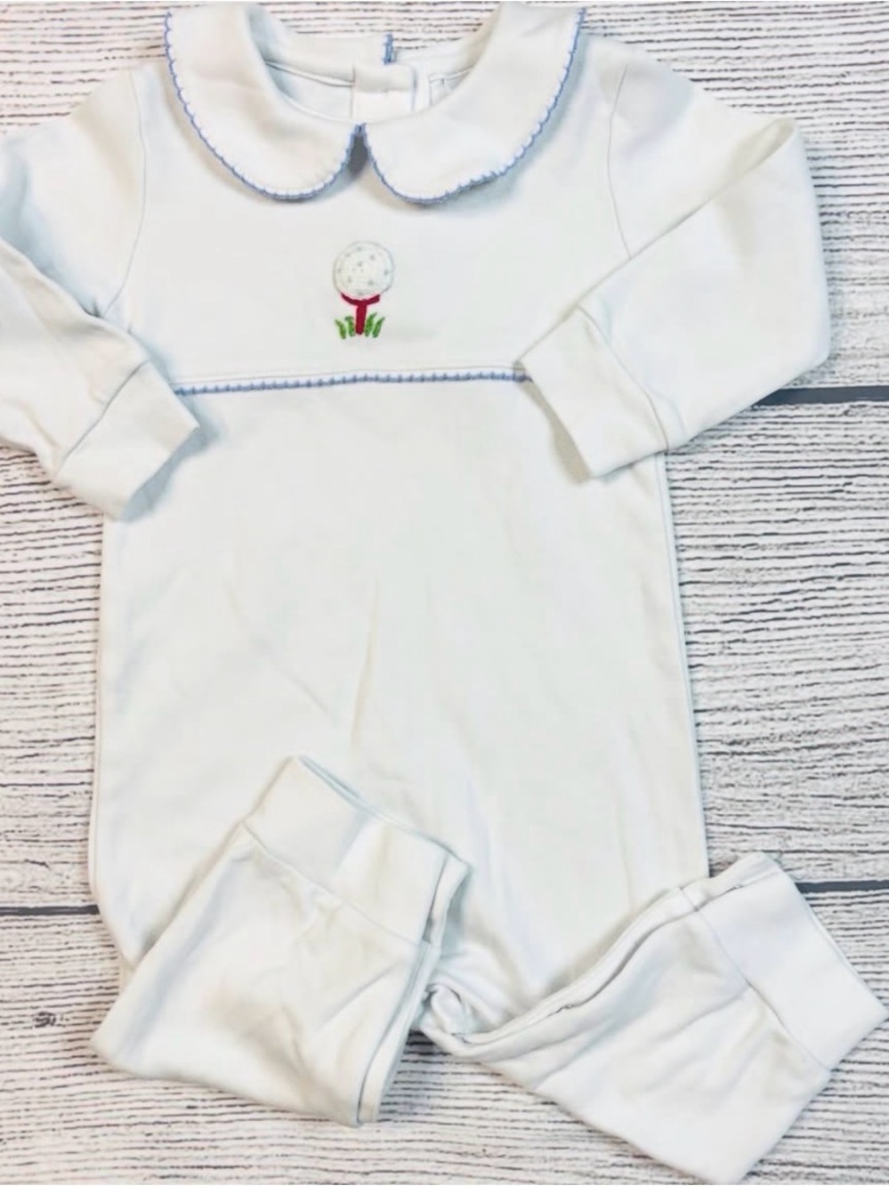 Little English White Knit Bloom Applique One-Piece